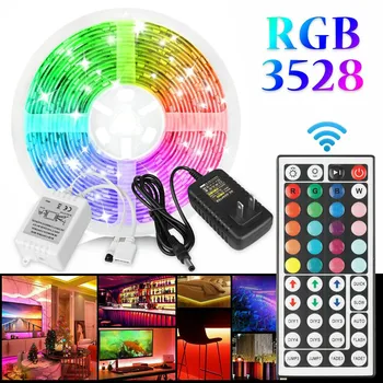 

16FT Flexible Strip Light 3528 RGB LED SMD Remote Lights Room TV Party Bar #jsw
