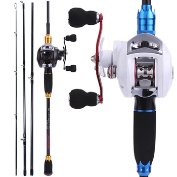 

Sougayilang 4 Section Carbon Portable Fishing Rod with Baitcasting Reel Combo for Boat Sea Freshwater Travel Bass Carp Fishing