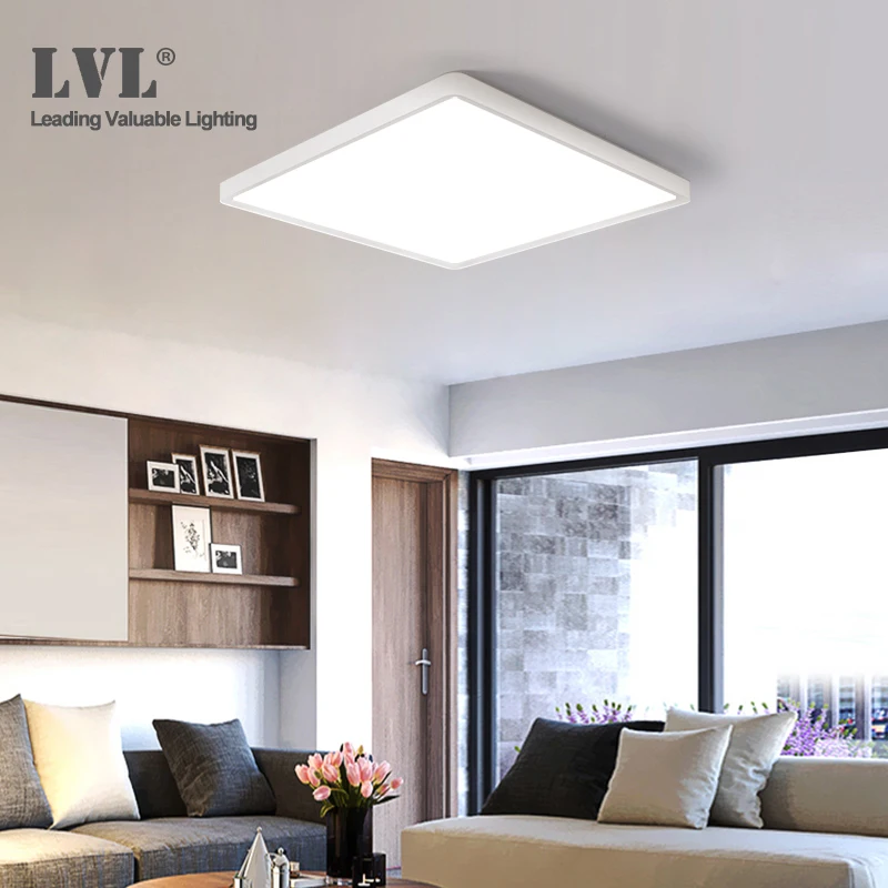 Plafonnier Led carré Ultra fin au design moderne, luminaire de plafond,  idéal pour un salon, une chambre à coucher ou une cuisine, 24/36w, 2.4cm -  AliExpress