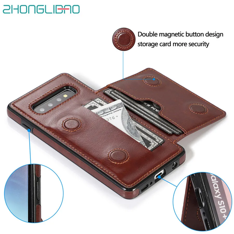 

Case for Samsung Note 10 9 8 S10 S9 S8 Plus + S10e Card Holder Wallet Magnetic Luxury Leather Stand Shockproof Protective Cover