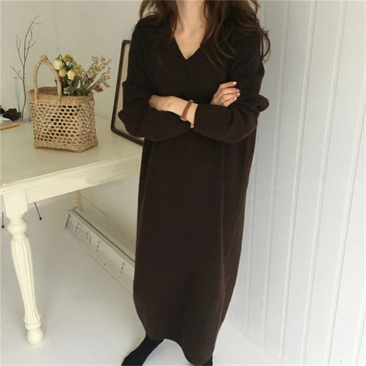 Skup Colorfaith nowy 2019 jesień zima kobiety suknie dzianiny prosto moda fantazyjna łąka elegancki Casual jednolita w rozmiarze m kobieta DR8185