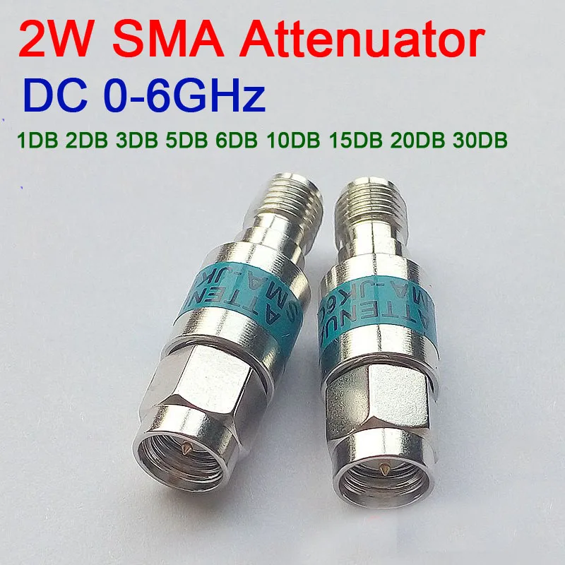 2W SMA coaxial fixed attenuator DC 0-6GHz 1DB 2DB 3DB 5DB 6DB 10DB 15DB 20DB 30DB for meter Spectrum Analyzer Radio shortwave |