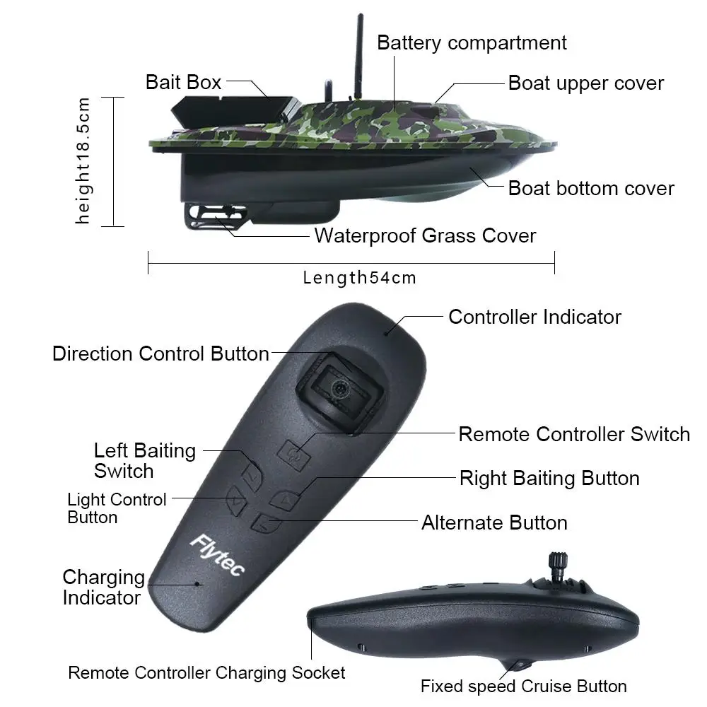 RCtown V007 Intelligent 500m Control Fishing Finder Bait RC Boat Fishing Boat 4.8km/h Double Motor with LED Boat Searchlight RCtown V007 Intelligent 500m Control Fishing Finder Bait RC Boat Fishing Boat 4.8km/h Double Motor with LED Boat Searchlight