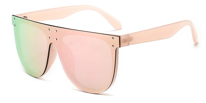 Шауна негабаритный гвозди в стиле ретро украшения женские солнцезащитные очки Брендовые дизайнерские модные мужские интегрированные линзы оттенков UV400 - Цвет линз: Pink Pink Mirror