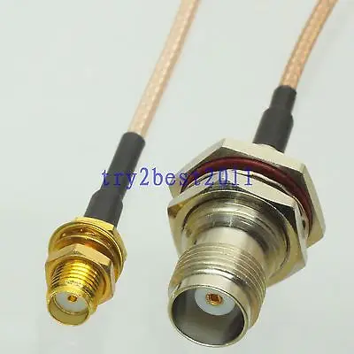 

DHL/EMS 50 Sets RG316 TNC jack pin nut to SMA jack pin bulkhead RF Jumper pigtail Cable 6inch -C1