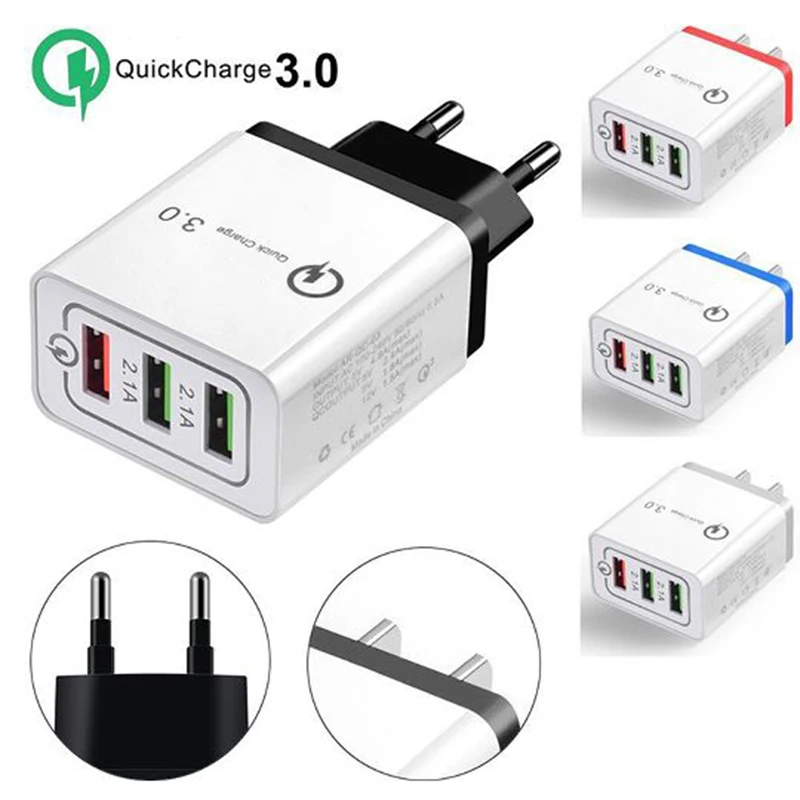 

Universal 18W USB Quick Charge 3.0 5V/3A for Iphone X 7 8 Plus EU US Plug Mobile Phone Fast Charger for Samsug S9 Huawei P20