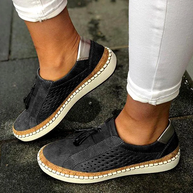 Women Summer Flats Shoe Zapatos Mujer Cut Out Vintage Flock Light Simple Soft Shoe Woman Sapato Chaussure Womans Shoes - Color: M
