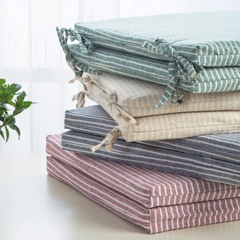 

Japanese-Style Cotton and Linen Strap Non-Slip Cushion Dining Table Chair Cushion Office Student Cushion Chinese-Style Home Chai