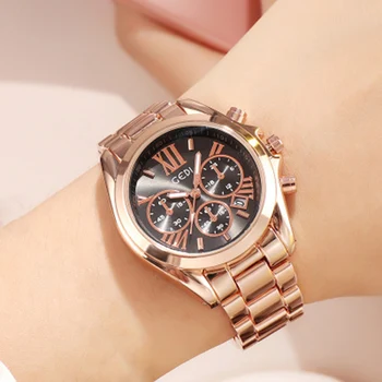 

GEDI Fashion Unique Elegant Design Watch Top Brand Luxury Rhinestone Women Quartz Steel Waterproof Wristwatch bayan kol saati