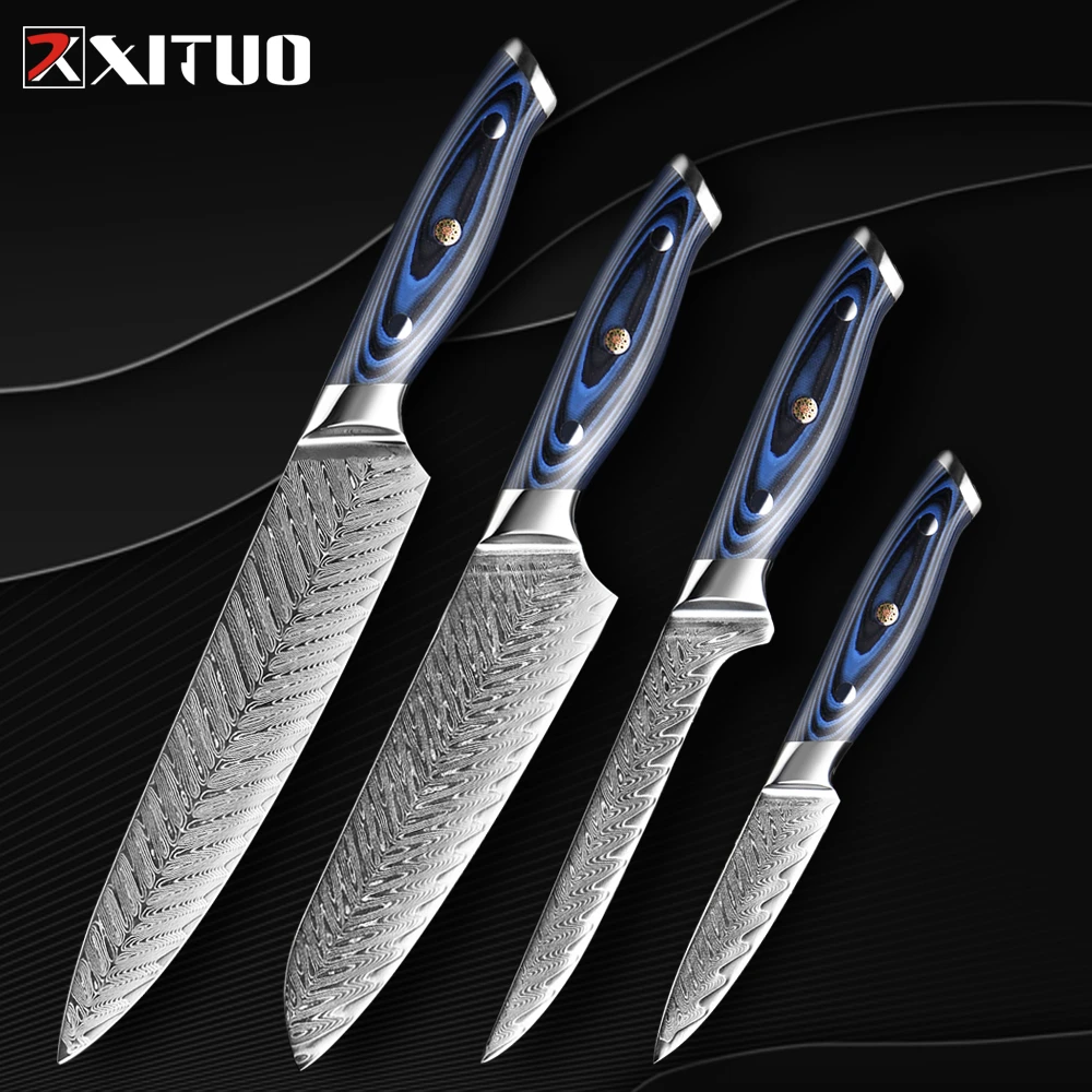 Xituo Damascus Chef Knife Professional Japan Sankotu Cleaver Boning