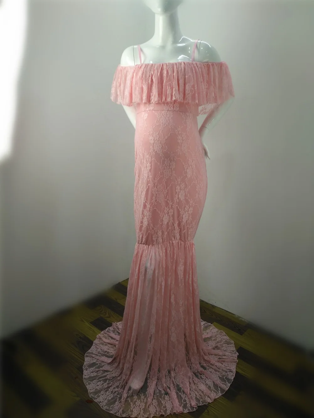 Lace Fancy Women Dress Maternity Photography Props Off Shoulder Pregnancy Dresses Ruffles Maternity Gown Clothes For Photo Shoot (9)