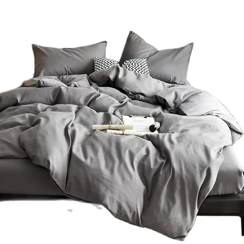

Modern Bedding Set for Home Monochromatic Microfiber Duvet Cover Flat Sheet Pillowcase for Autumn, Spirng Summer Bedclothes