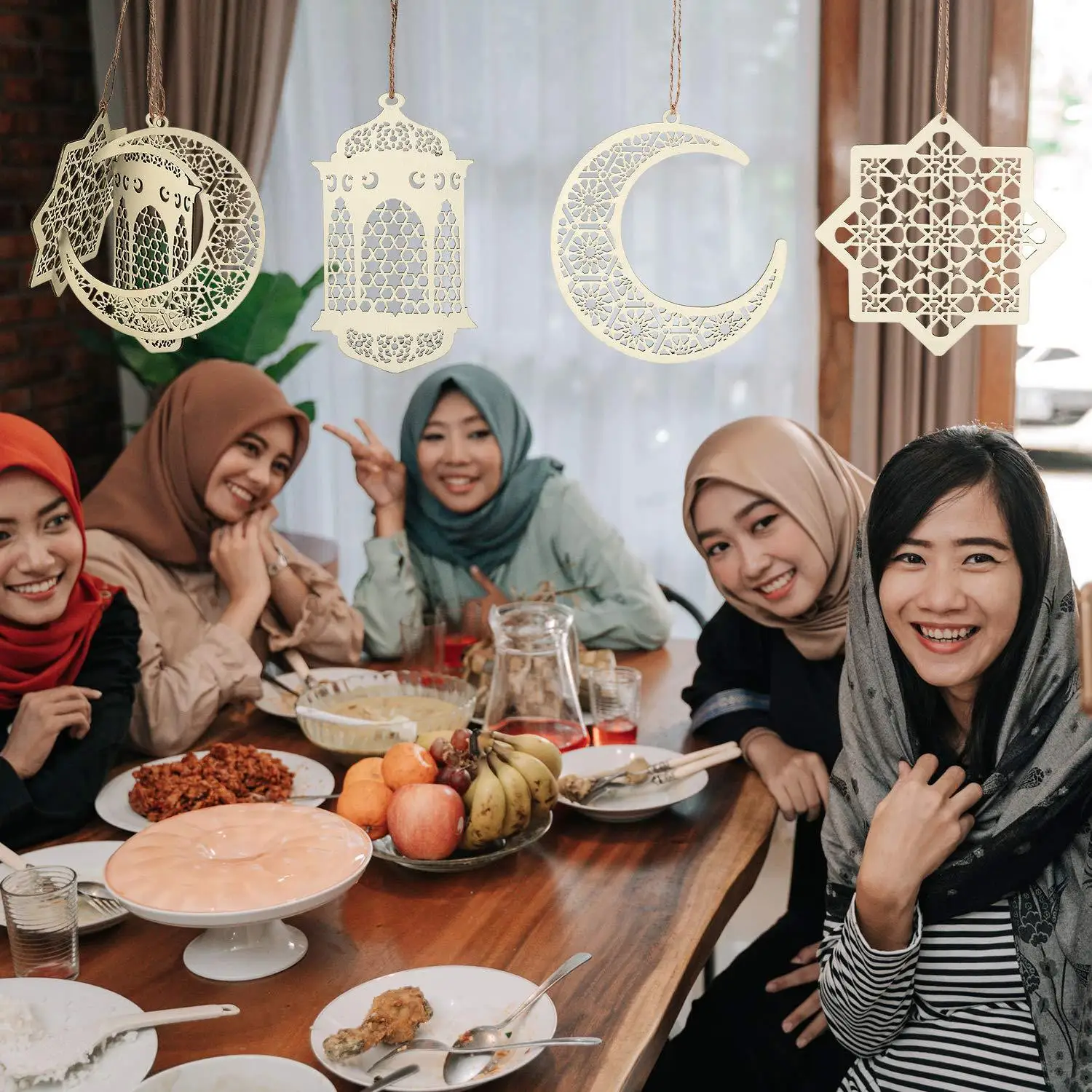 DIY Eid деревянный кулон EID MUBARAK Декор для дома украшения на Рамадан Висячие Подвески Исламские мусульманские Вечерние принадлежности для декора