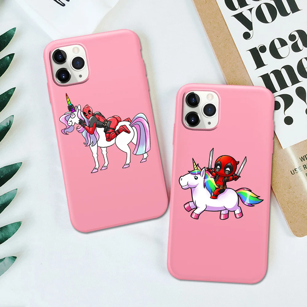 

ciciber Marvel Deadpool Pink Soft TPU for iPhone 11 Case Phone Case for iPhone 11 Pro Max X XR XS Max 7 8 6 6S Plus SE 2020 Capa