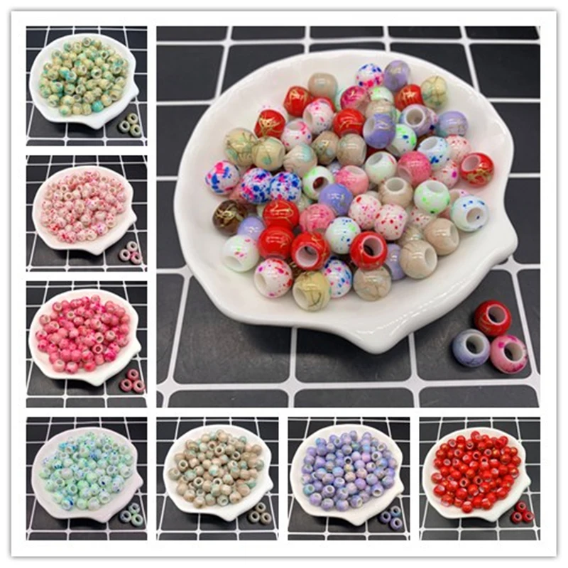 100pcs/Lot 7mm Oval Shape Stars Moon Beads Acrylic Spaced Beads For Jewelry  Making DIY Bracelet