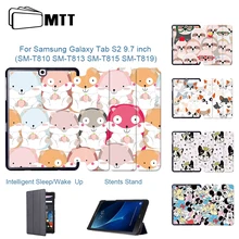 MTT Тонкий чехол из полиуретановой кожи для планшета для samsung Galaxy Tab S2 9,7 ''SM-T810 T813 T815 T819 милый мультяшный флип-чехол с подставкой