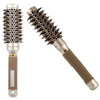 

2 Pcs Round Barrel Hair Brush with Simulation Boar Bristle, for Hair Drying, Styling, Curling, Gold (1 Inch & 1.3 Inch)