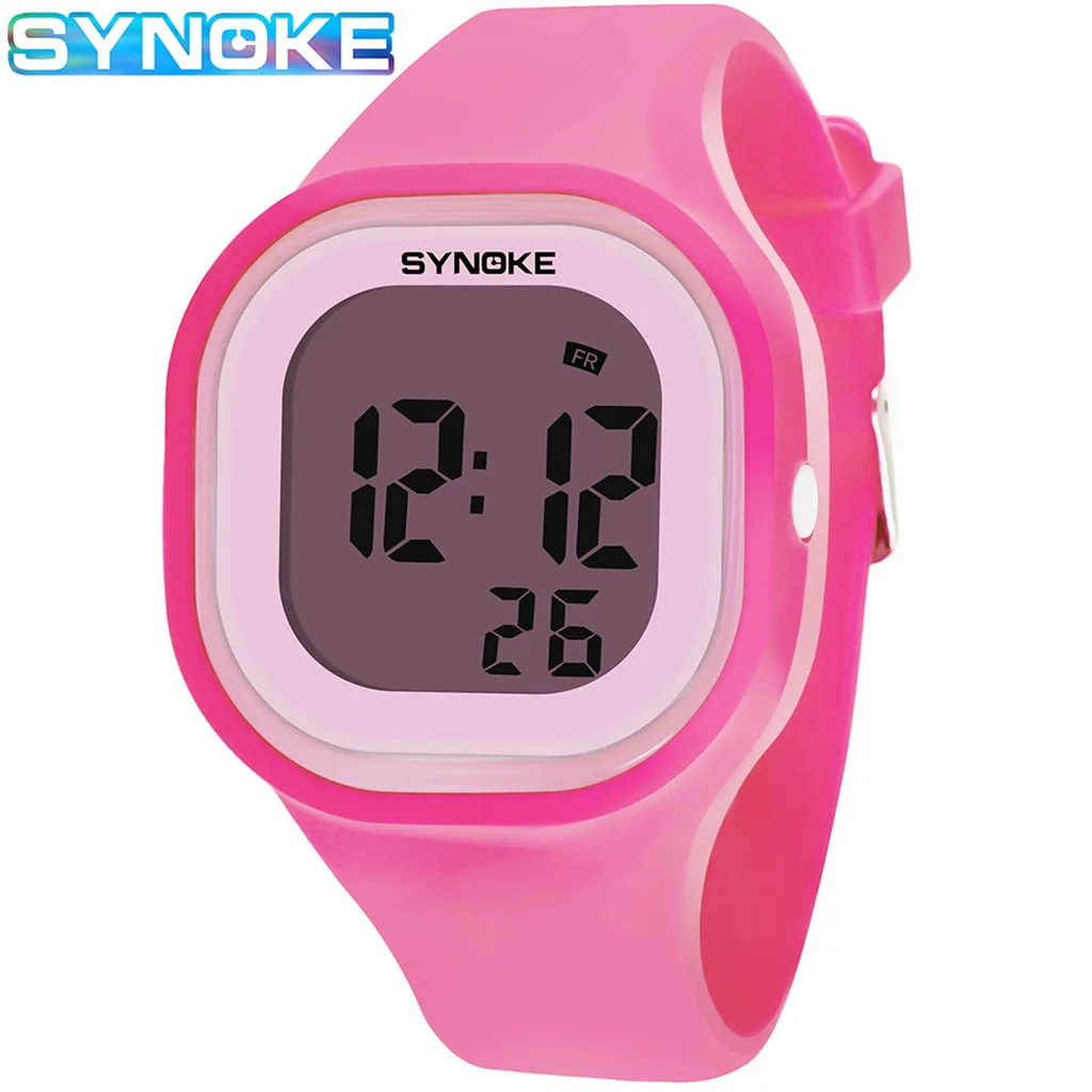 

Synoke Hot Selling Jelly Korean-style Men And Women Students Electronic Watch Women's Waterproof Colorful Night Light Silica Gel