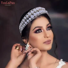 

YouLaPan HP400 Luxury Wedding Crown Pearl Bridal Head Hoop Rhinestones Tiara Wedding Accessories Jewelry Handmade Metal Headwear