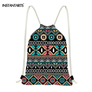 

INSTANTARTS Africian Native Tribal Pattern Adults&Kids Fashion Storage Bags Outdoor Sports Gym Large Capacity Drawstring Bags