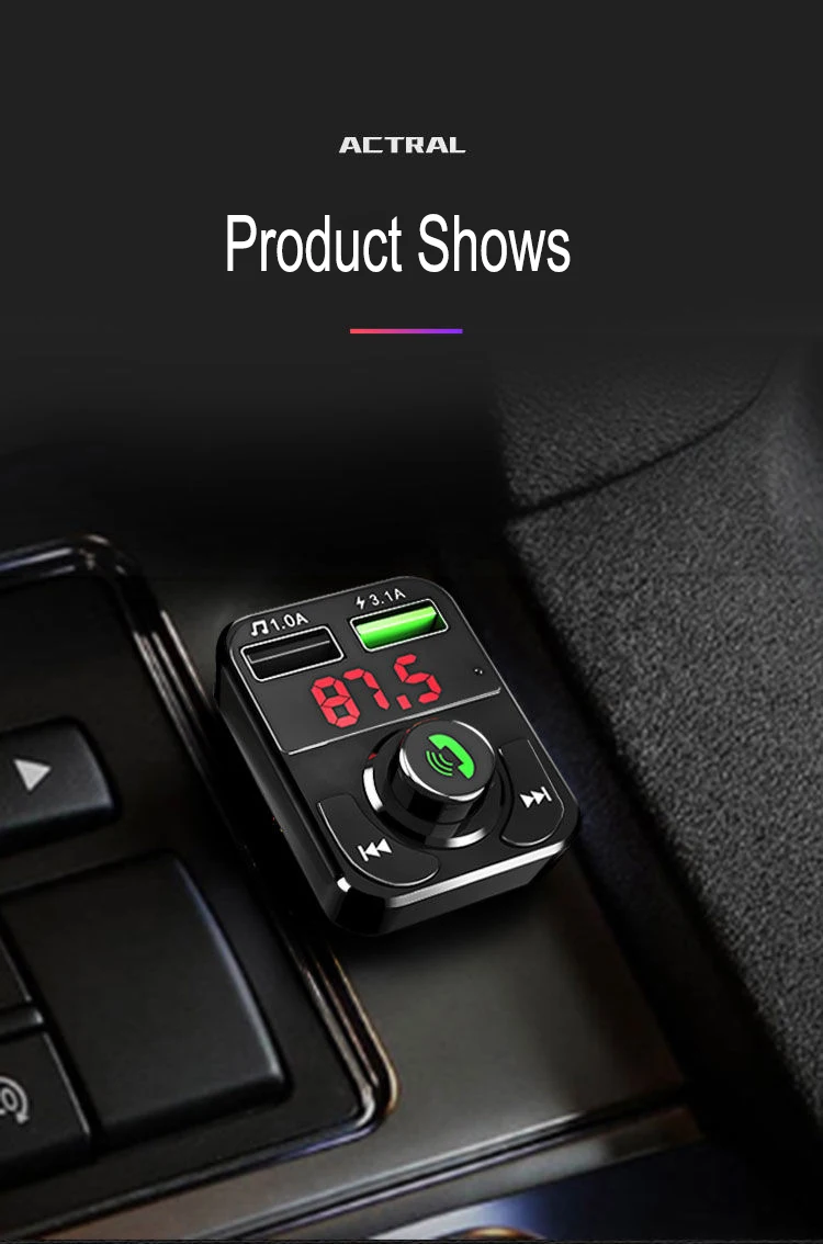 JINSERTA Bluetooth 5.0 FM Transmitter Car Handsfree Calling Dual USB Charger Support U Disk/ TF Card Mp3 Music Player