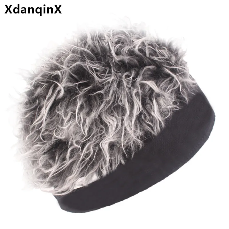 

XdanqinX novel wig-beanie hats for men women Street funny hip-hop hat Trendy couple cap Nightclub bar carnival prop beanies hat