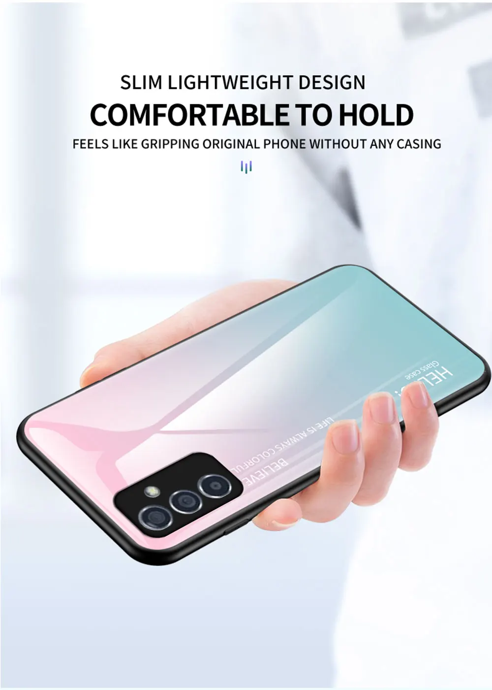 For Samsung Galaxy Quantum2 Case Gradient Tempered Glass Hard Phone Cover For Galaxy Quantum 2 Case Shockproof samsung silicone case