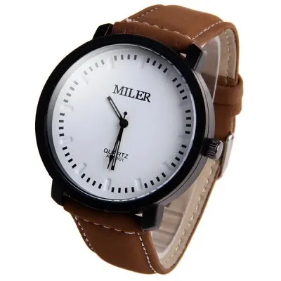 Часы MILER Мужские кварцевые Простые Модные повседневные наручные с кожаным