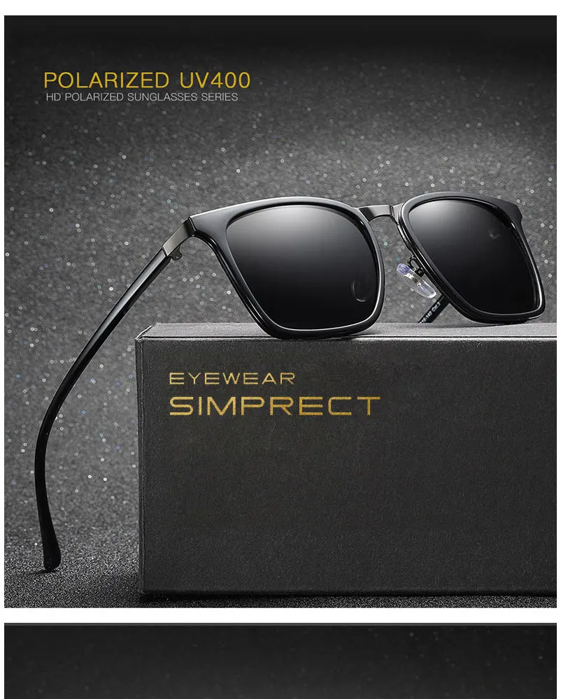 SIMPRECT TR90 поляризационные солнцезащитные очки мужские UV400 Высокое качество квадратные солнцезащитные очки ретро антибликовые водительские солнцезащитные очки для мужчин