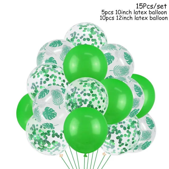 Hawaiian Party Decorations Palm Leaves Bunting Banner Luau Flamingo Summer Tropical Party Decoration Jungle Safari Party Ballons 15pcs balloon set2