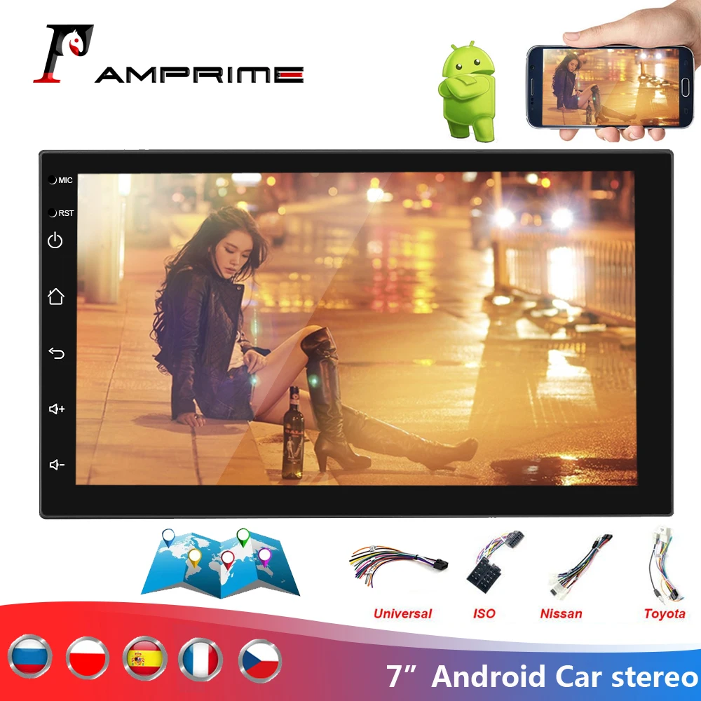 Автомагнитола AMPrime мультимедийный плеер на Android с 7 &quotэкраном Bluetooth Wi-Fi FM USB AUX MP5