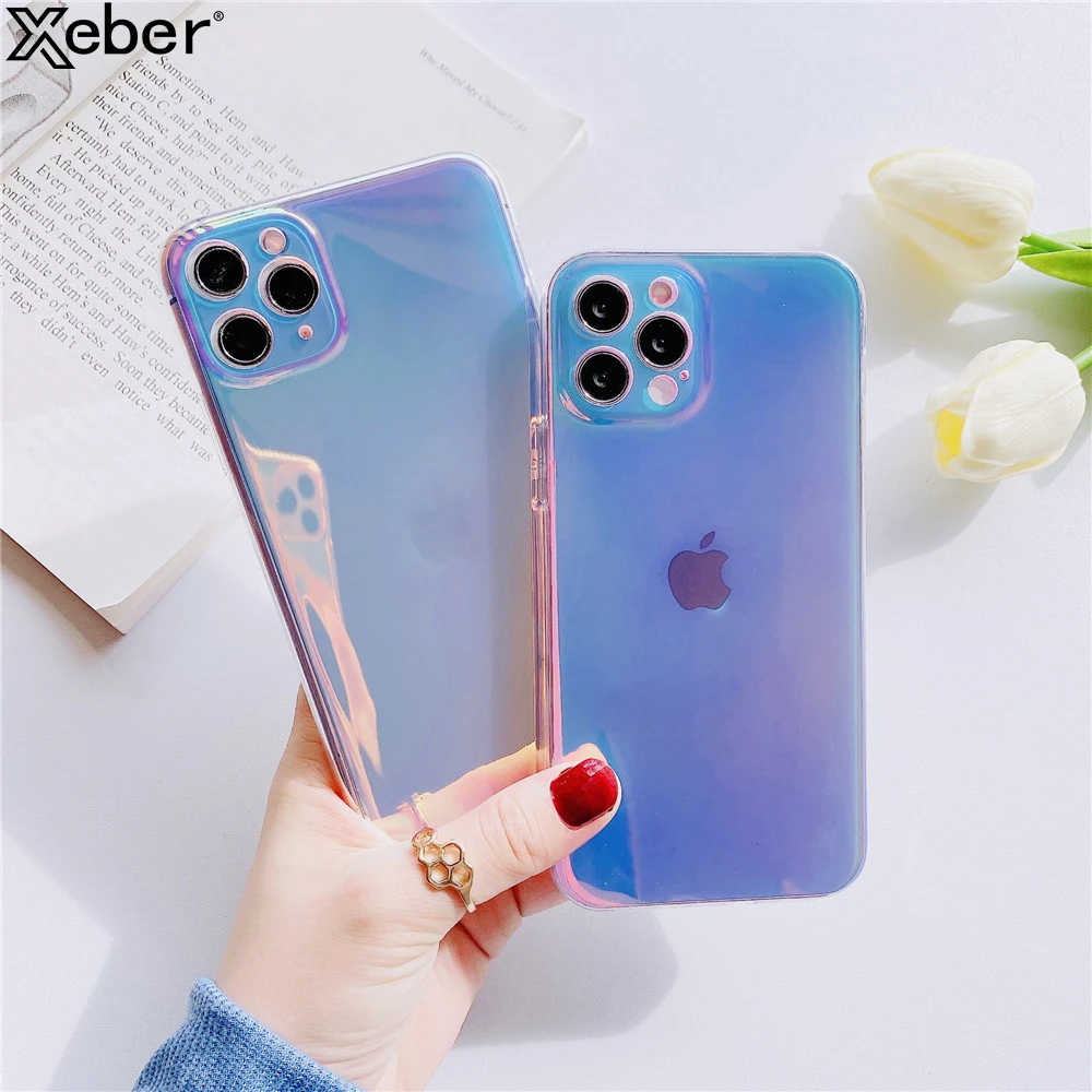 Роскошный прозрачный чехол Aurora для телефона iPhone 12 11 Pro Max X XR XS 6 6S 7 8 Plus SE 2020 Mini Laser