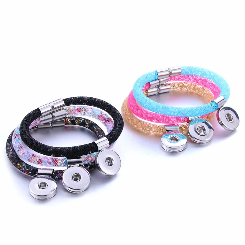 

2019 New Snap Jewelry 18mm Snap Button Magnet Buckle Bracelet Crystal Broken Drill Snap Bracelet For Women Buttons Jewelry