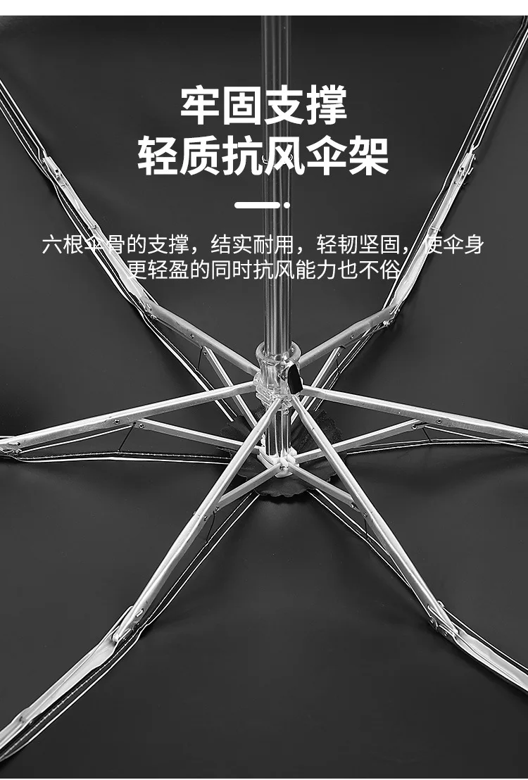 Mini Flat Handle Five-fold Umbrella Vinyl Sun-resistant Parasol Women's UV-Protection College Style Pure Plain Color Folding Umb