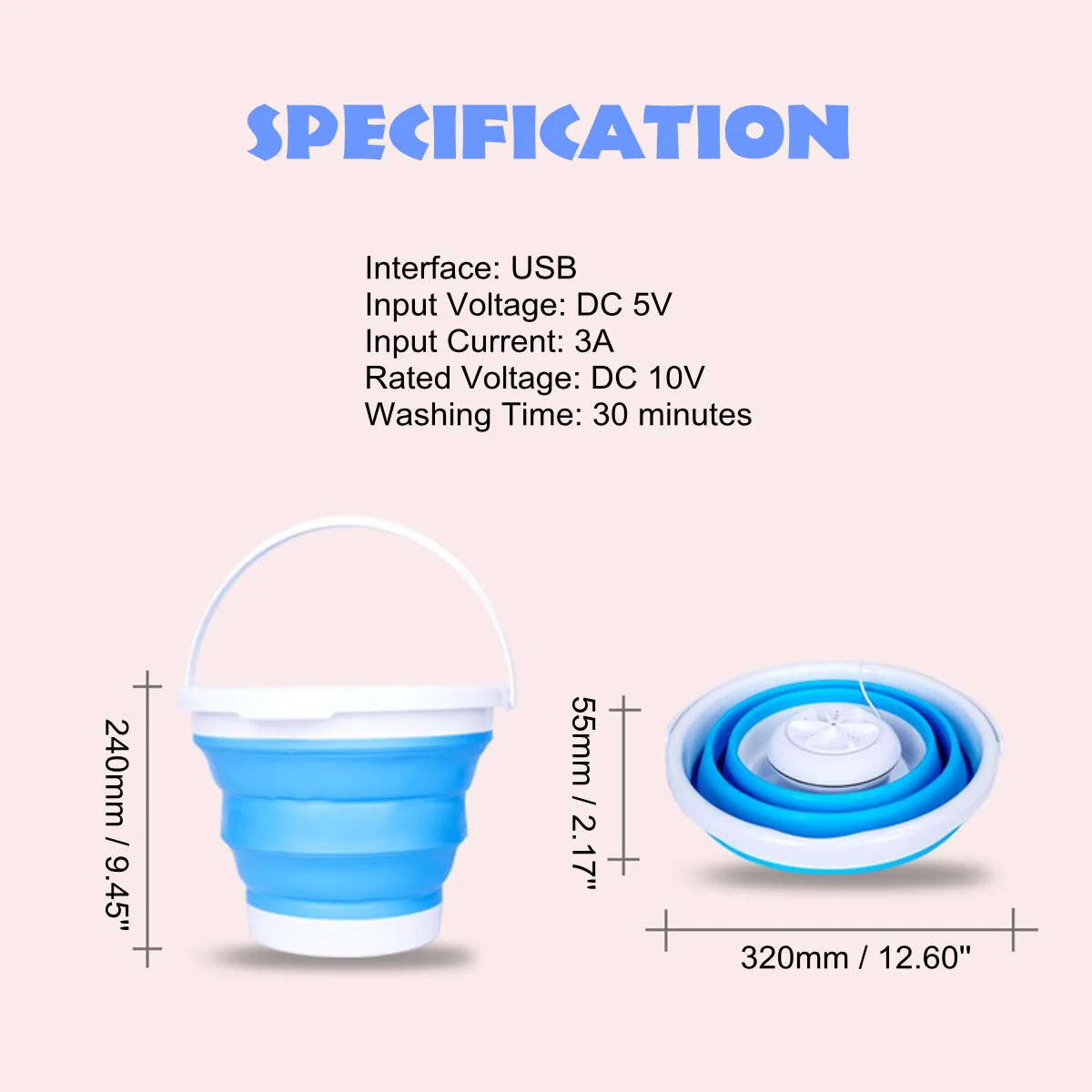 Ultrasonic Turbo Automatic Electric Roller Mini Washing Machine Portable Quick Clean Washing Tool for Outdoor Travel Dormitories