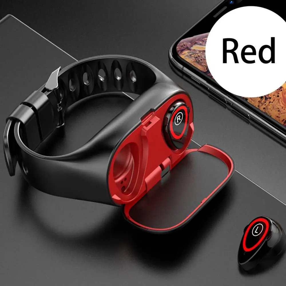 Красный Bluetooth-гарнитура, говорящий смарт-браслет, монитор сердечного ритма, спортивные Смарт-часы, шагомер, фитнес-трекер, браслет - Цвет: Красный