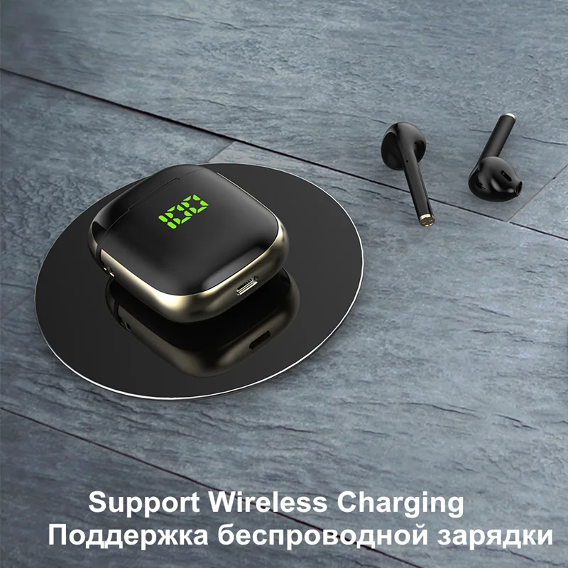 Active Noise Cancelling Wireless earhurds With Wireless Charging Bluetooth Earphone With Power LED Display For All Phone