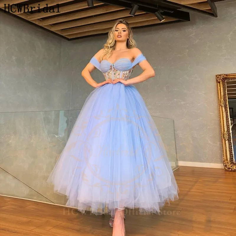 Exquisite Crystals Light Blue Short Prom Dresses Sweetheart Corset See Through Sexy Tulle Party Occasion Gowns 2021 New Design pretty prom dresses Prom Dresses