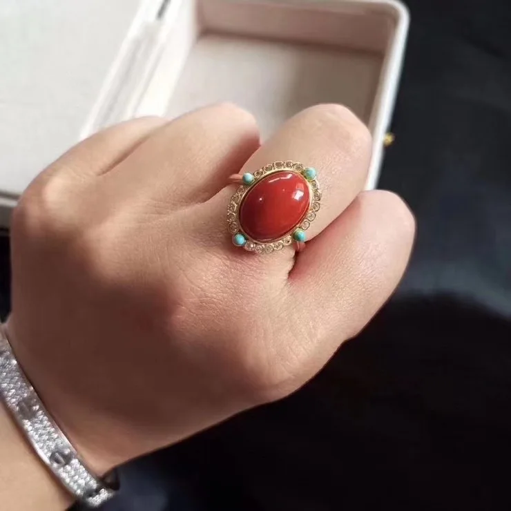 Супер модное чистое натуральное Южно красное кольцо Стерлинговое Серебро 925