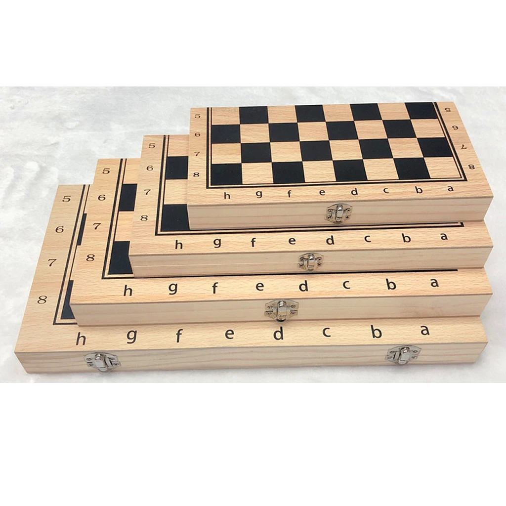 Chess Checkers Backgammon 3 in 1 Set Portable Folding Travel Chess Board for Kids Adults - 4 Sizes Available