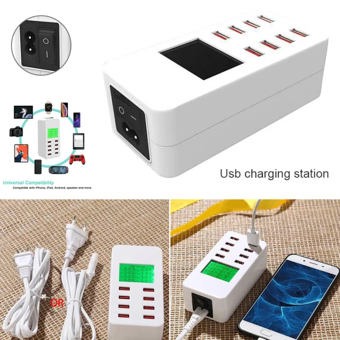 USB Настольная зарядная станция 8 портов быстрое зарядное устройство гнездо для универсальных устройств DQ-Drop