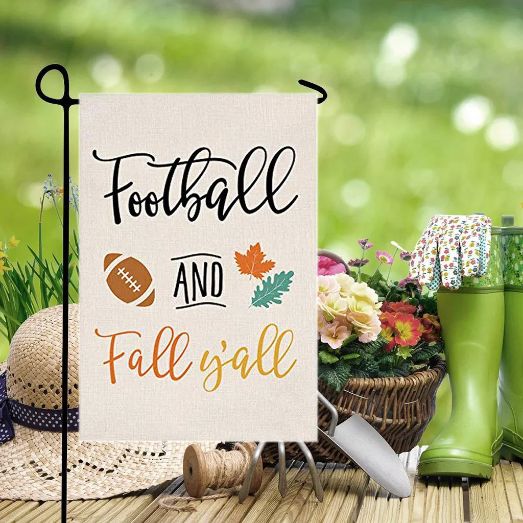 

Football and Fall Y'all House Flag Vertical Double Sided Inch Autumn Leaves Quote Saying Yard Outdoor Decor