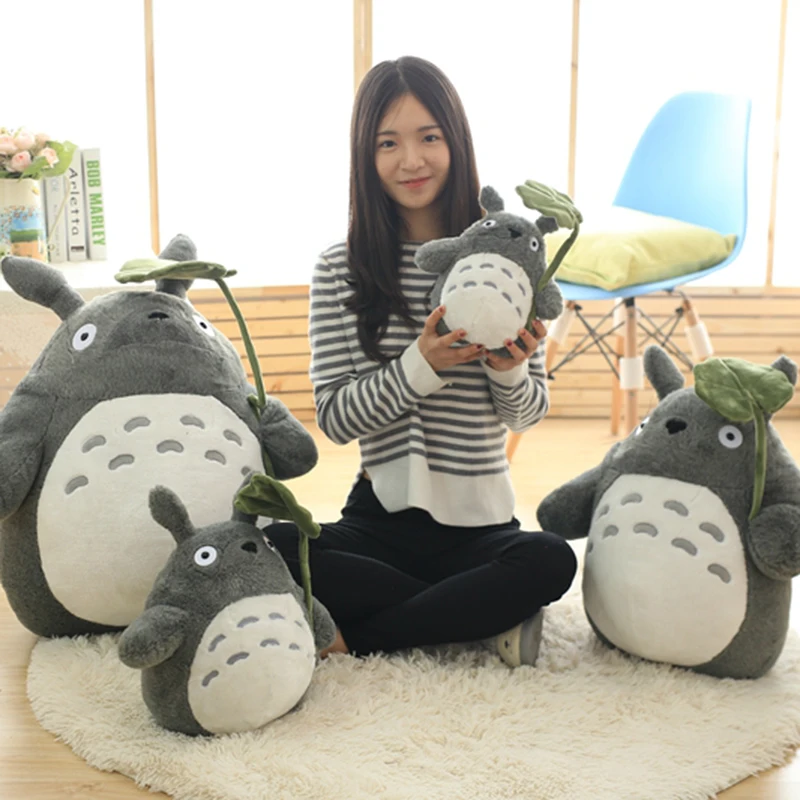 

Большой размер Totoro плюшевая кукла лотос лист и зуб мягкие игрушки мягкие кавайные Мультяшные животные персонажи плюшевая кукла для детей Подарки