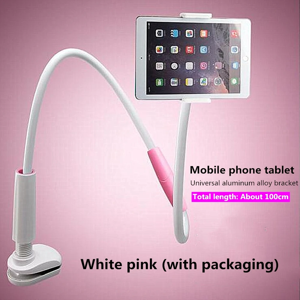 UBN-38 White pink 360 Вращающийся ленивый стенд Настольный планшет Клип держатель мобильного телефона три длины 80-100-120 см - Цвет: UBN-38 White pink