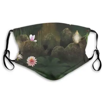 

NYF Deep Dark in Forest with Butterflies and Flowers Zen Image 3D Print Face Mask with Carbon Filters Washable for Everyday Life