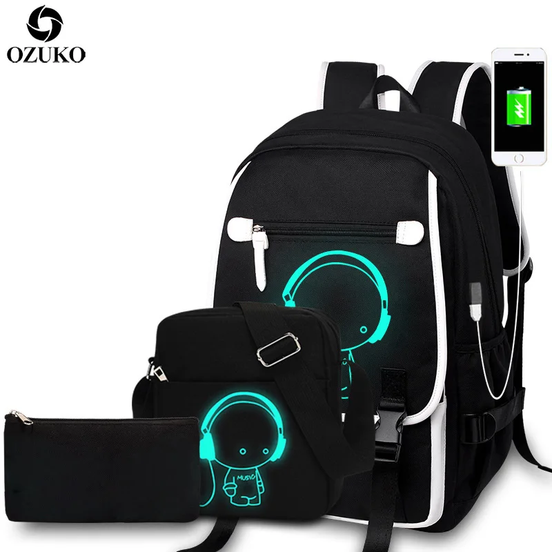 Модные школьные рюкзаки OZUKO для подростков Молодежные светящиеся ранцы с