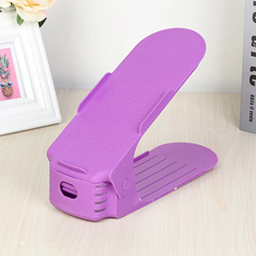 Purple Толстый регулируемый стеллаж хранение обуви DIY креативный Простой пластиковый двойной стеллаж для обуви может сэкономить место для обуви 10 цветов Новинка - Цвет: Purple