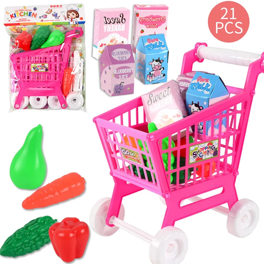 Комплект детских игрушек супермаркет корзина для покупок фрукты и имитация овощей ролевые игры дети девочки развивающие игрушки Подарки# g4