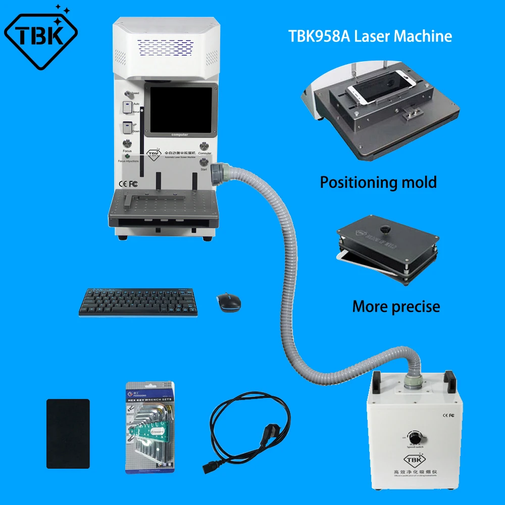 Лазерная машина TBK958A для удаления задней стеклянной крышки с дымопоглотением iPhone