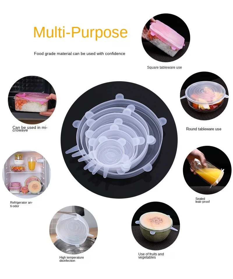 Lot De 4 Couvercles Silicone Réutilisables Pour Yaourt - Étanches & Sans BPA